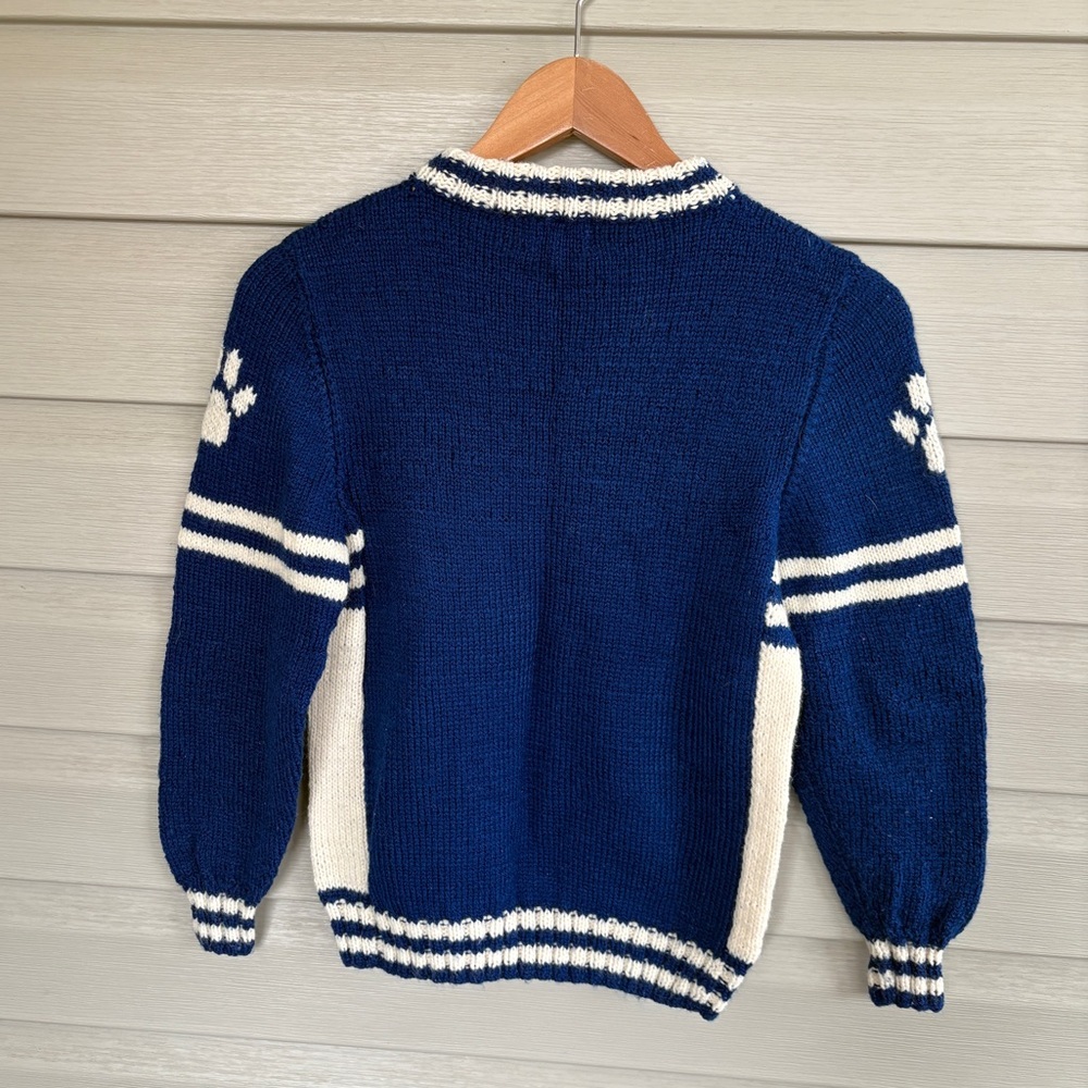 Vintage Hand-knit by Grandma Penn State sweater PSU Nittany Lions blue white XS - Picture 3 of 11